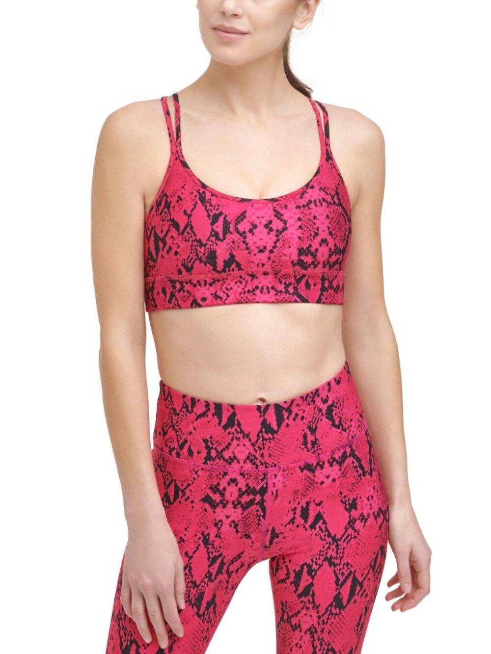 DKNY Womens Activewear Sport Snake-Embossed Sports Bra